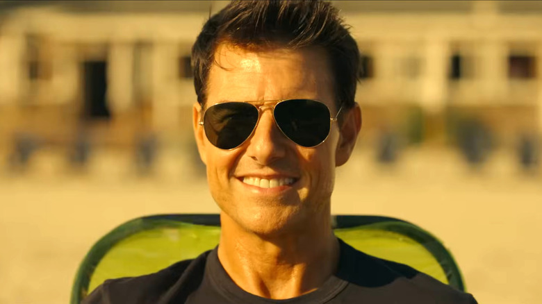 Top Gun: Maverick, Maverick watching the team play football on the beach