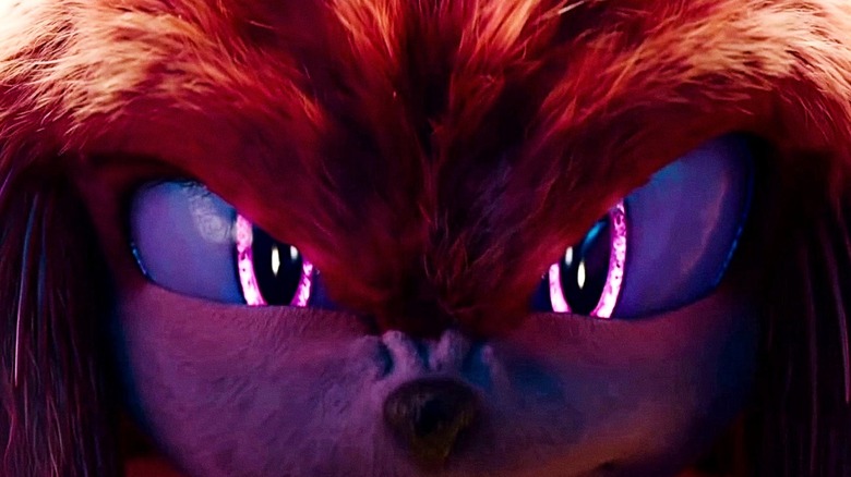 Knuckles glowing purple eyes