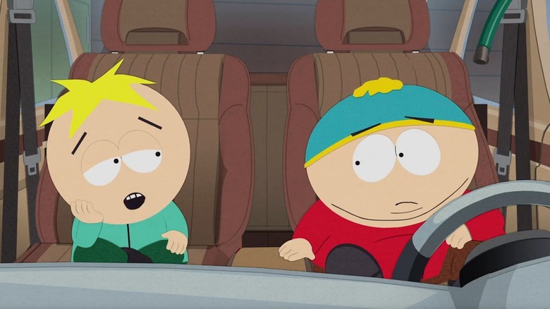 Butters and Cartman in the car in South Park