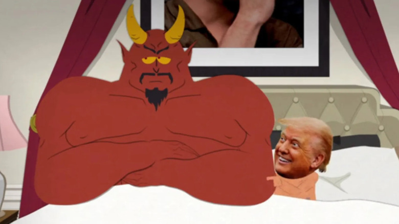 Satanás en la cama con Donald Trump en South Park