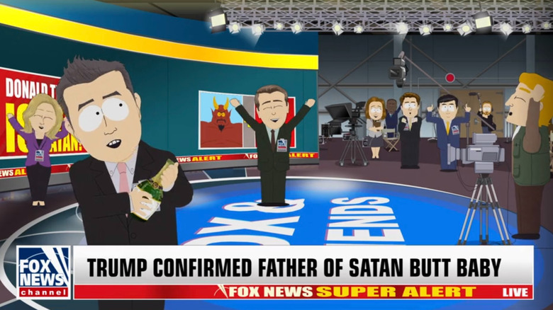 Fox News commentators celebrating in South Park
