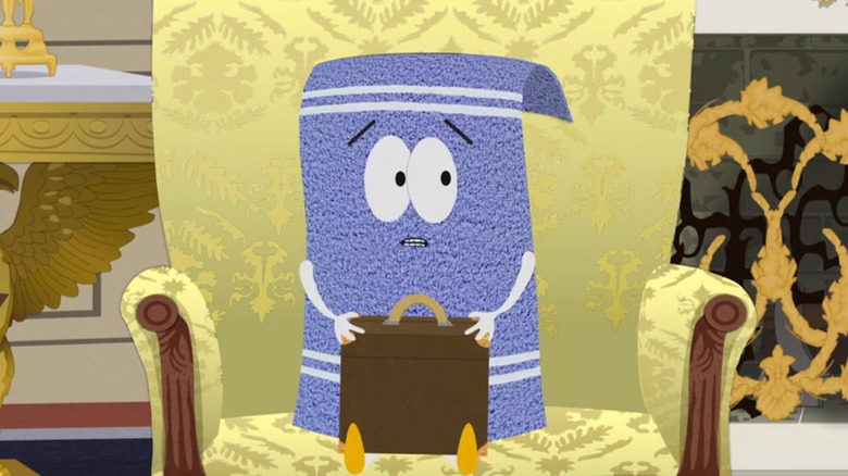 Towelie looking nervous in the Oval Office in South Park