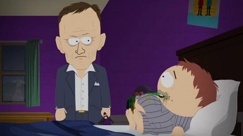 Peter Thiel conversing with a bed-ridden Eric Cartman in South Park