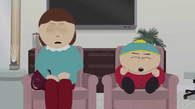Cartman from South Park cries and frustrates his mom