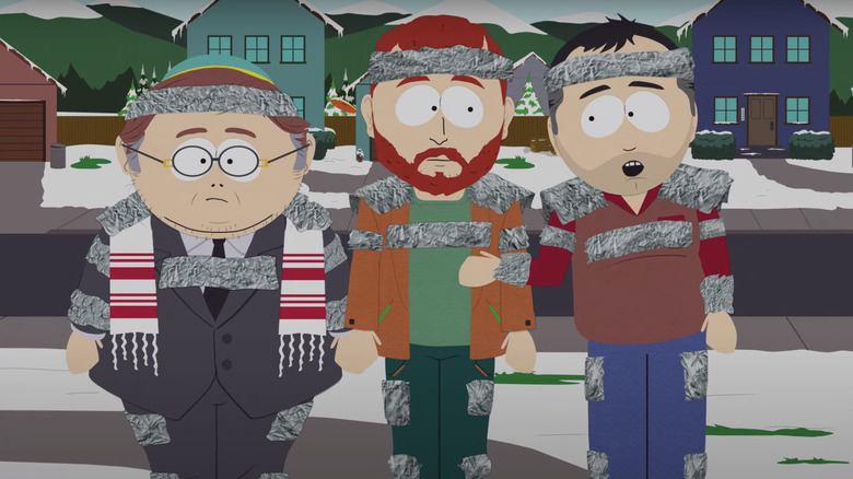 Cartman, Kyle, and Stan from the future
