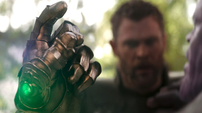 Thanos snapping in Avengers: Infinity War