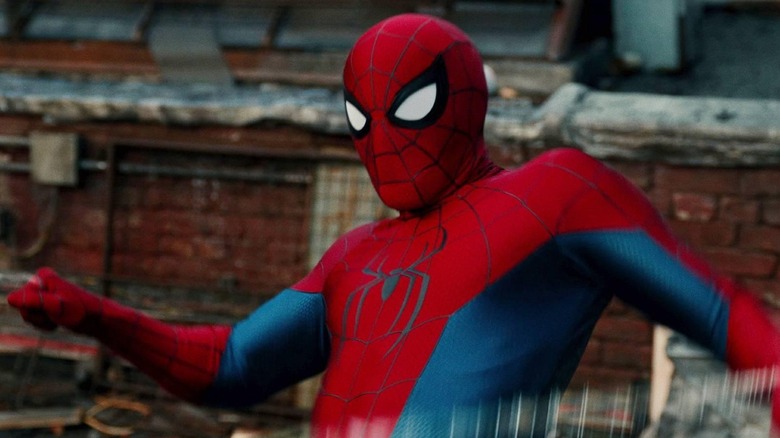 Tom Holland as Peter Parker in his superhero outfit in Spider-Man: Brand New Day