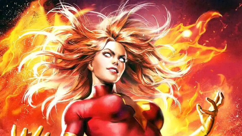 A comic book drawing of Jean Grey as the Dark Phoenix