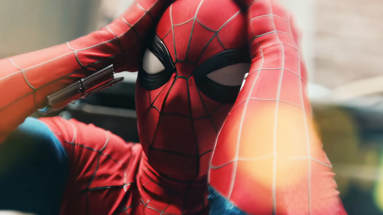 Tom Holland's Spider-Man holds his hands to his head in Spider-Man: Brand New Day
