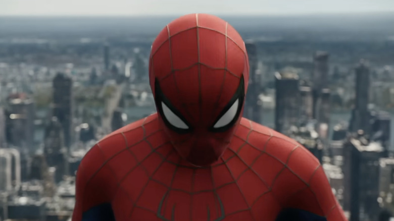 Tom Holland stands high atop New York City in Spider-Man: Brand New Day