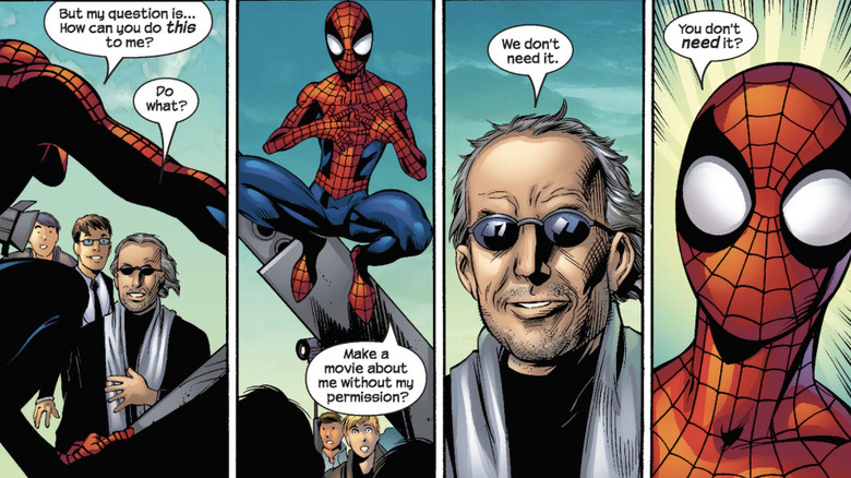 Ultimate Spider-Man #54 - Spider-Man talking with Avi Arad