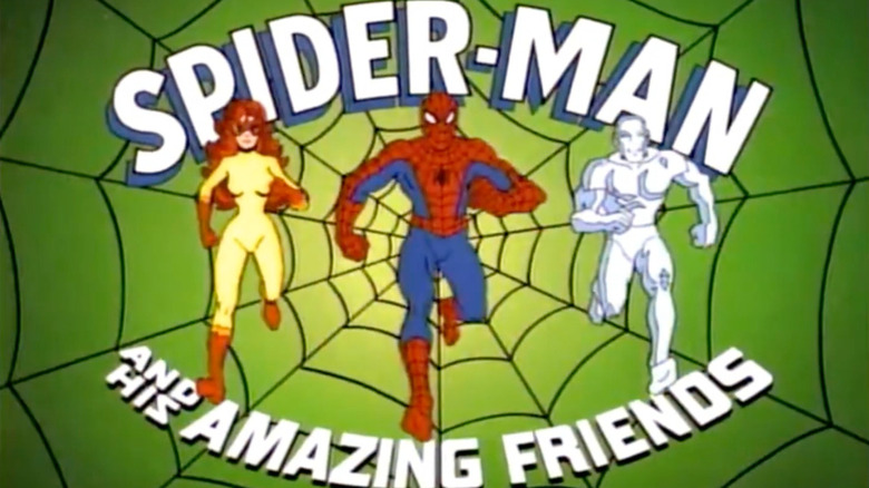 Firestar, Spider-Man, and Iceman in Spider-Man and his Amazing Friends title sequence intro card