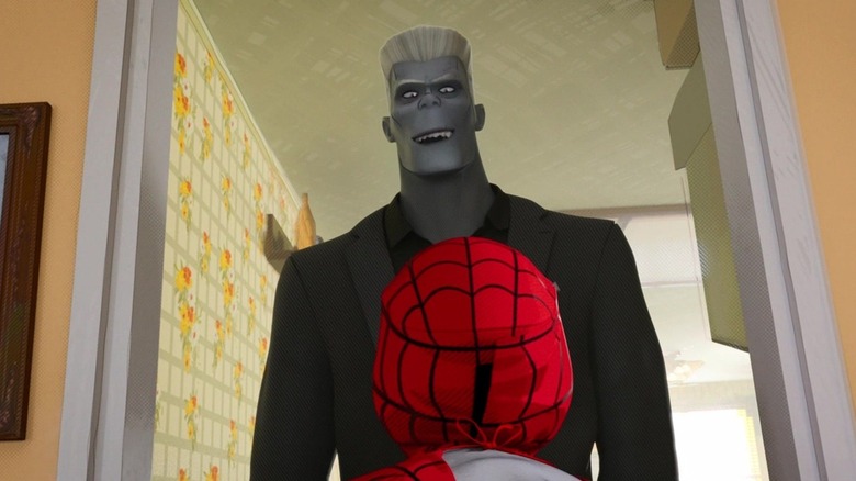 Tombstone mocking Miles as he arrives to beat him up in Into the Spider-Verse