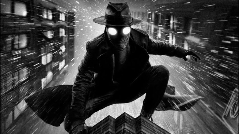 Spider-Man in Spider-Noir poster showing rain falling