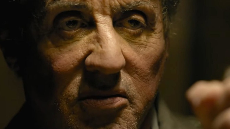 An extreme closeup of John Rambo in Rambo: Last Blood