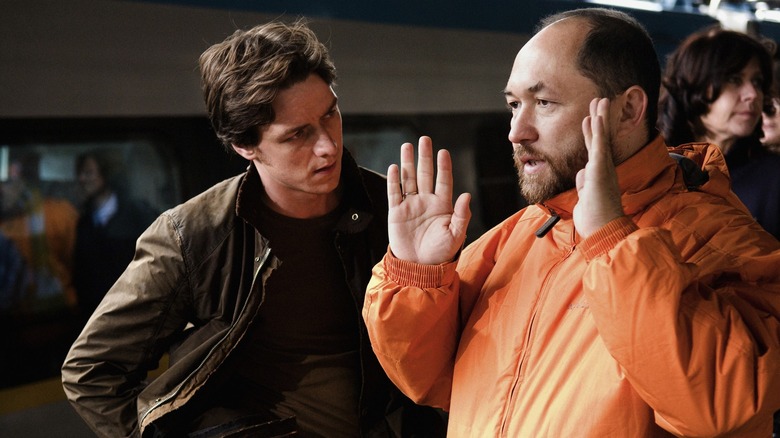 James McAvoy with director Timur Bekmambetov on the set of Wanted