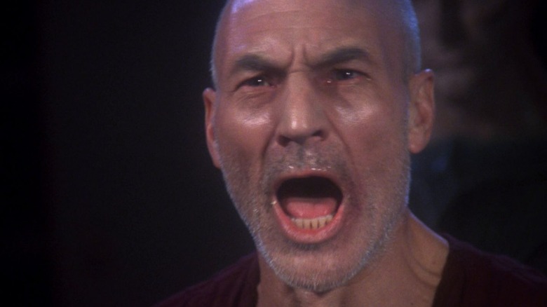 Captain Picard screams in the pain in Star Trik: the next generation