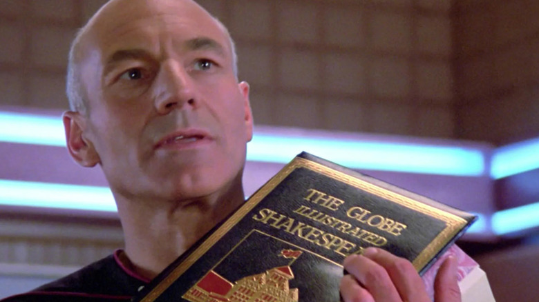 Star Trek Next Generation Picard holding Shakespeare book
