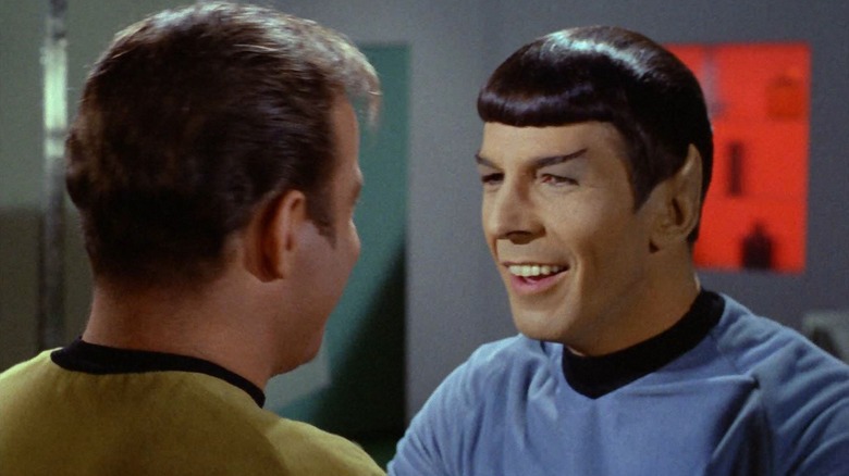 Spock smiling at Kirk on Star Trek