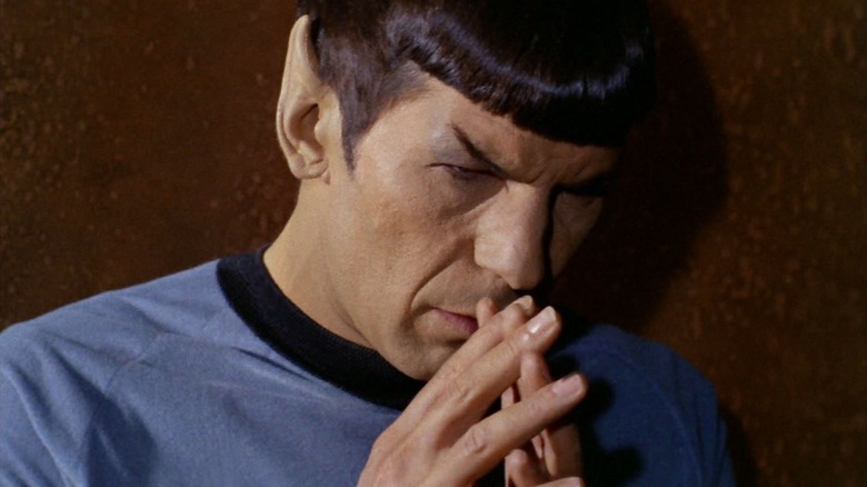 Spock with crossed fingers on Star Trek