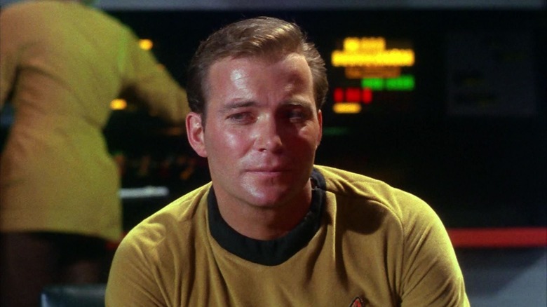 Kirk on the bridge of the Enterprise on Star Trek