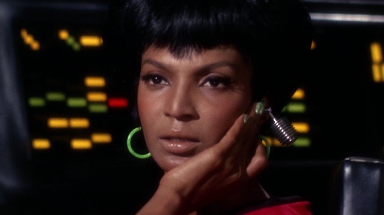 Uhura looking intense on Star Trek