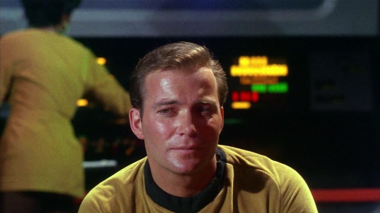 Kirk on the bridge of the Enterprise on Star Trek