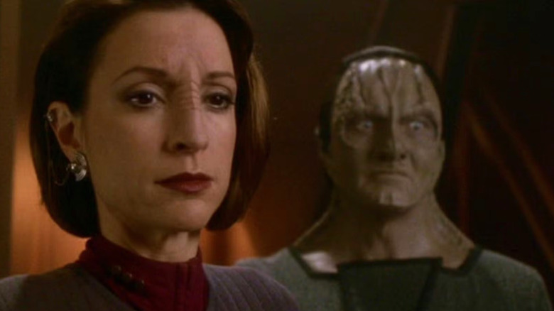 Nana Visitor as Kira Nerys and Andrew Robinson as Elim Garak on Star Trek: Deep Space Nine