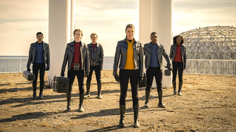 Number One (Rebecca Romijn) leads an away team in Star Trek: Strange New Worlds