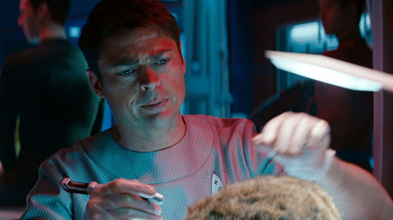 Dr. McCoy poking at a Tribble in Star Trek Into Darkness