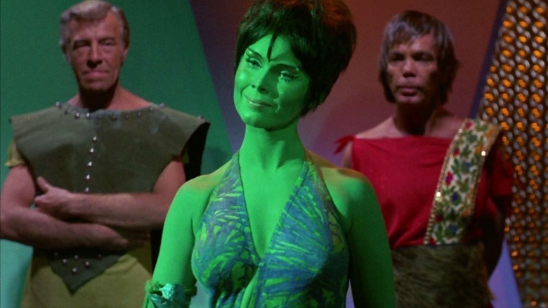 Marta (Yvonne Craig) smiles smugly in Star Trek: The Original Series
