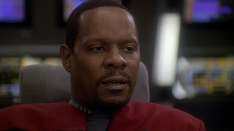 Captain Sisko on the bridge of the Defiant on Star Trek: Deep Space Nine