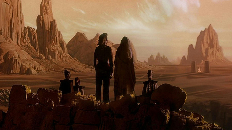 Star Trek IV: The Voyage Home - Saavik and Vulcan priests staring out at Vulcan landscape