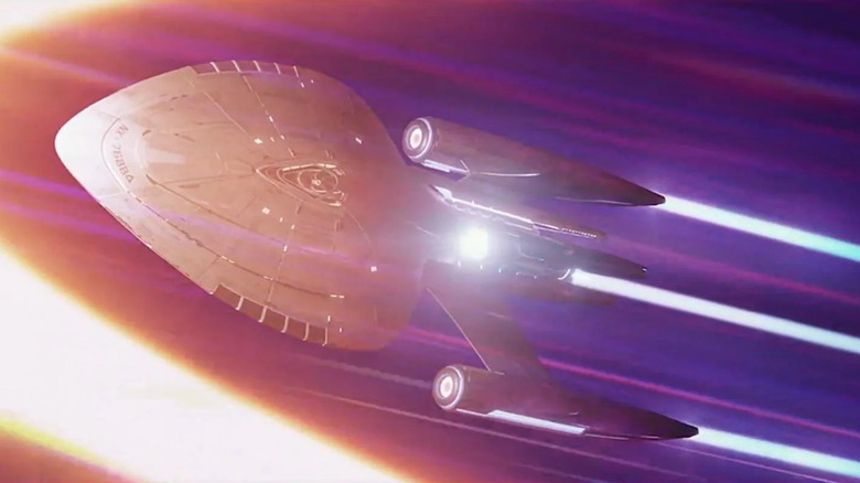 The U.S.S. Protostar flying very fast in Star Trek: Prodigy
