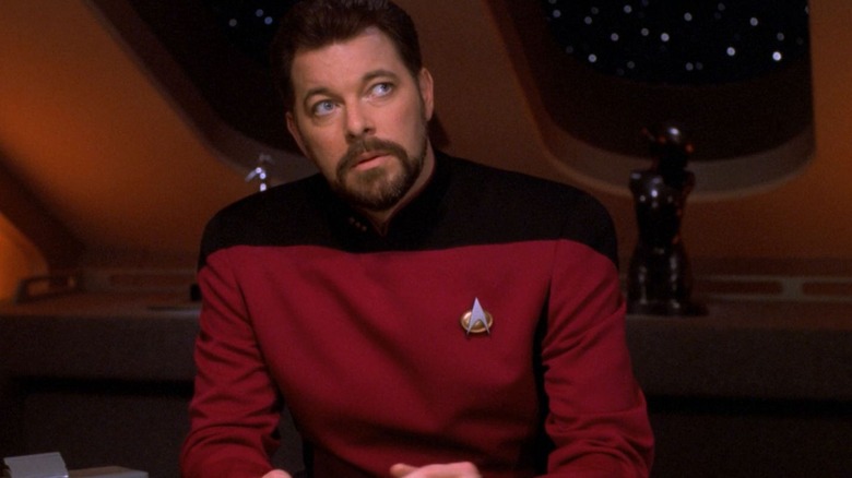 Commander Riker at a table on Star Trek: The Next Generation