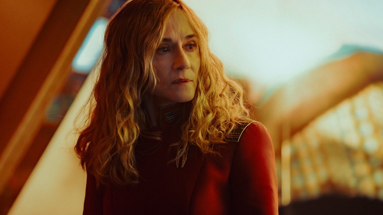 Captain Ake lookling serious on Star Trek: Starfleet Academy