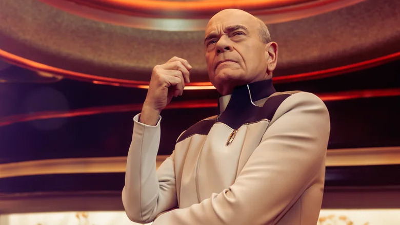 Robert Picardo's The Doctor looking stern on Star Trek: Starfleet Academy