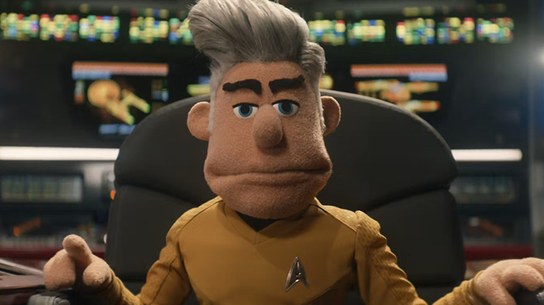 Captain Pike as a puppet on the bridge of the Enterprise in Star Trek: Strange New Worlds