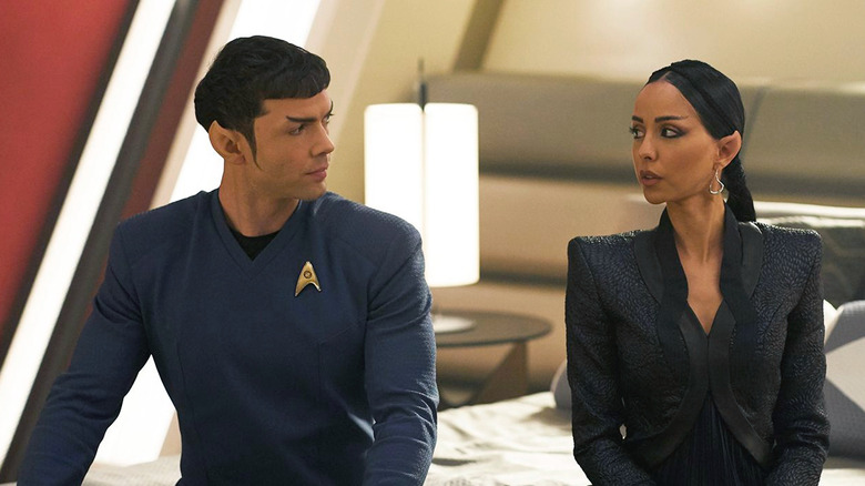 Spock (Ethan Peck) and T'Pring (Gia Sandhu) in Star Trek: Strange New Worlds