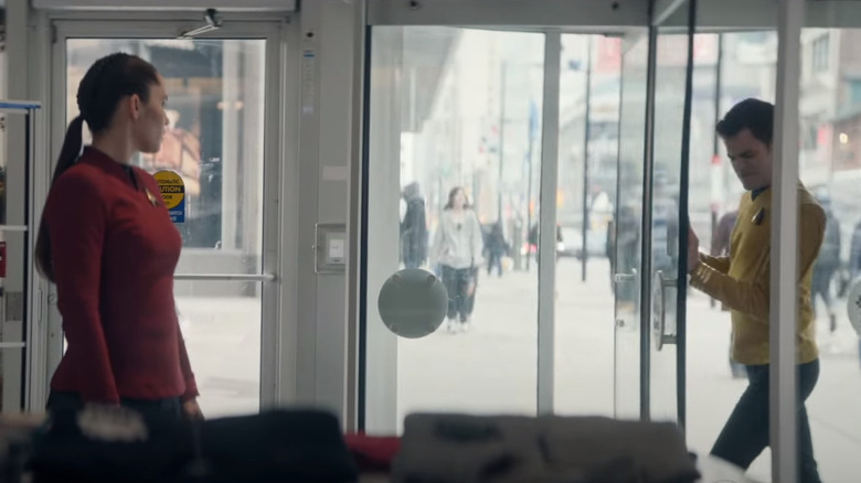 Kirk with a door in Star Trek: Strange New Worlds