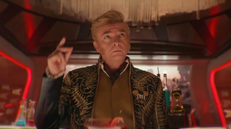 Rhys Darby as Trelane, snapping his fingers in Star Trek: Strange New Worlds