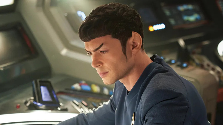 Spock sitting down on Star Trek: Strange New Worlds
