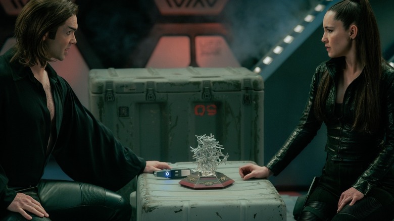 Sybok sitting across from La'an over a game of kal-toh on Star Trek: Strange New Worlds