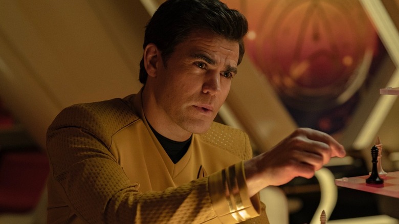 James Kirk playing chess on Star Trek: Strange New Worlds