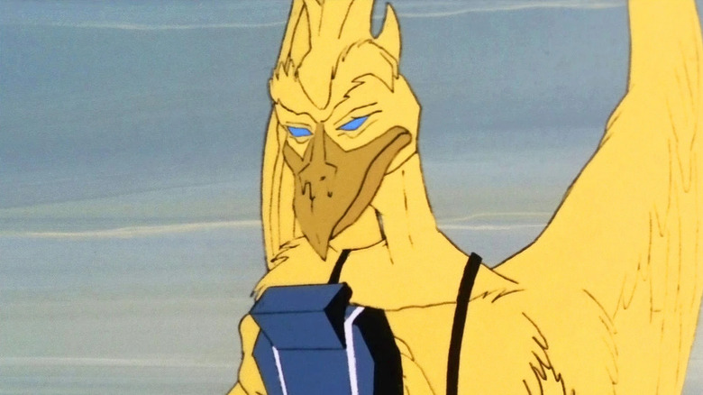 James Doohan as the voice of Aleek-Om holding a tricorder strapped around his neck in Star Trek: The Animated Series