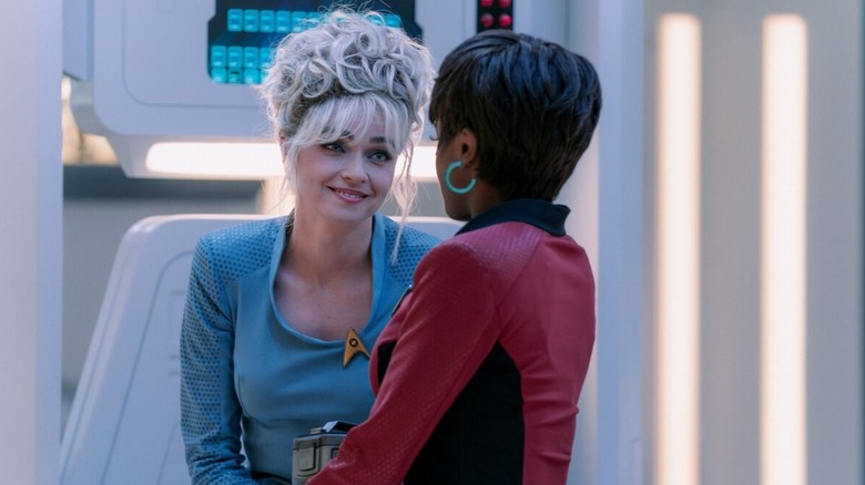 Nurse Chapel and Uhura in the near future on Star Trek: Strange New Worlds