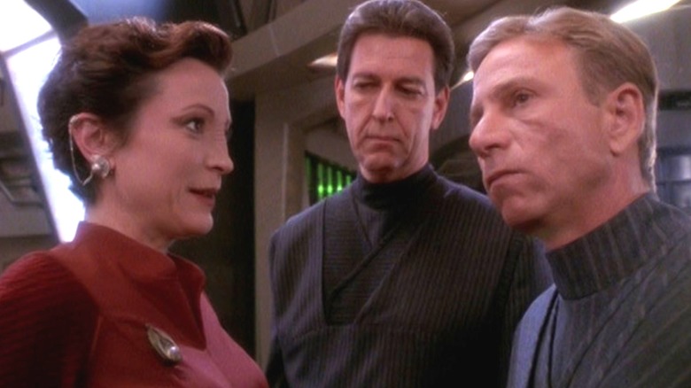 Kira talking to two investigators from the Department of Temporal Investigations on Star Trek: Deep Space Nine