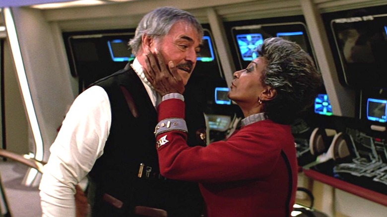 Uhura comforting Scotty in Star Trek V: The Final Frontier