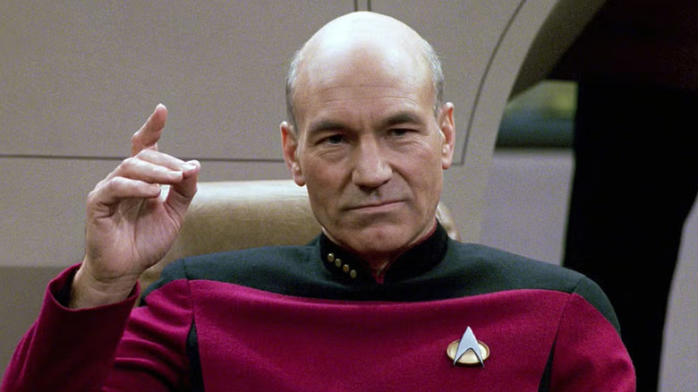 Captain Picard sitting on the Enterprise-D captain's chair in Star Trek: The Next Generation