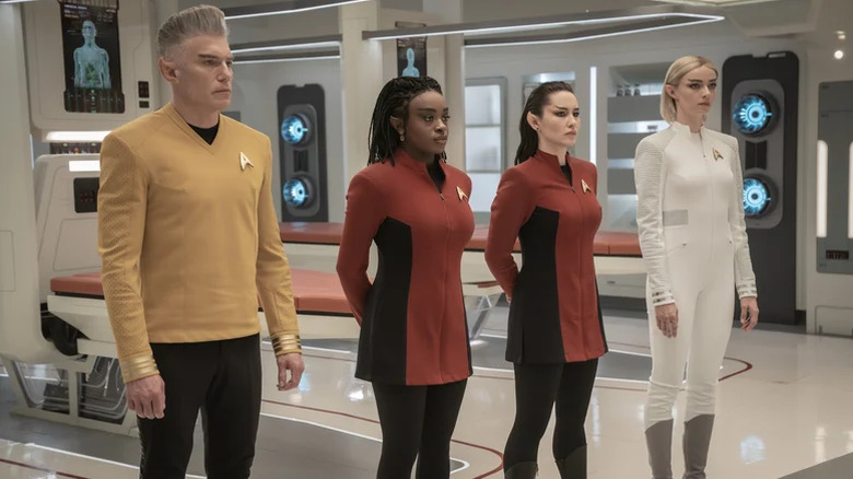Captain Pike, Uhura, La'an, and Nurse Chapel as Vulcans on Star Trek: Strange New Worlds